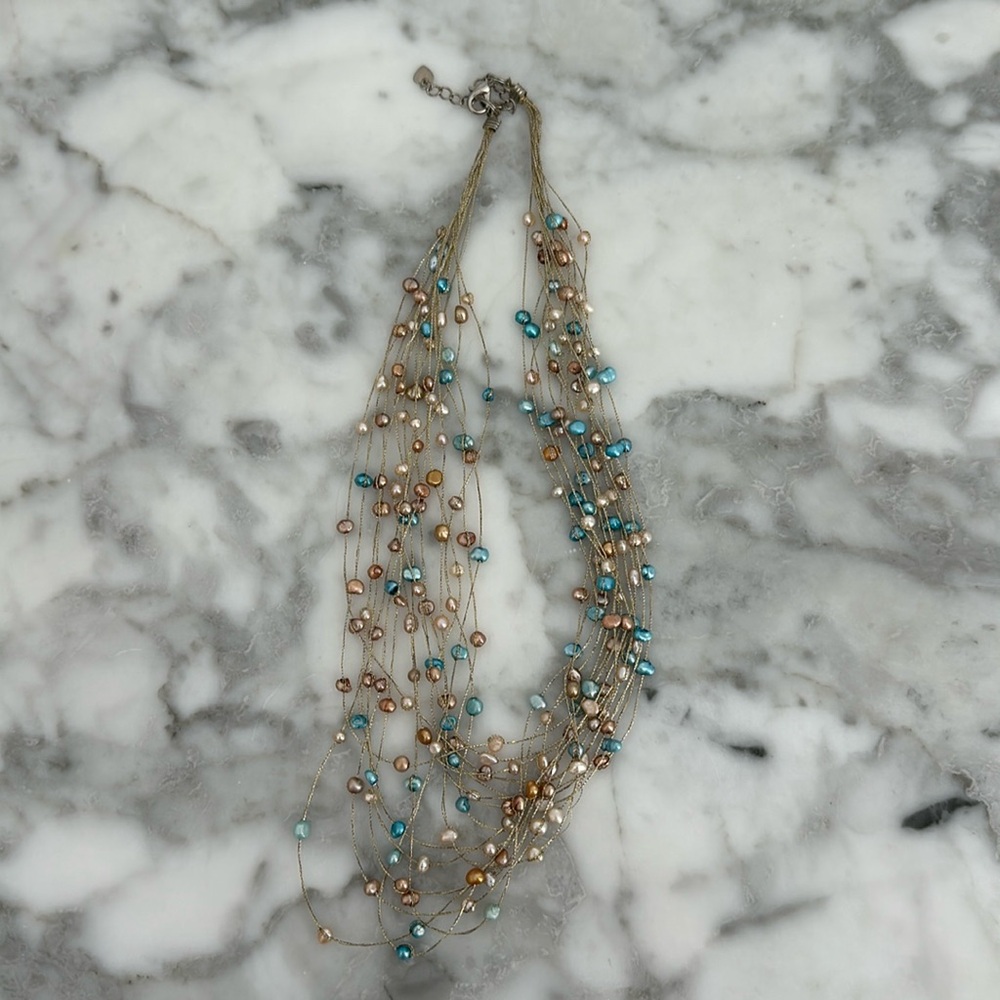 Multi strand and color pearl necklace